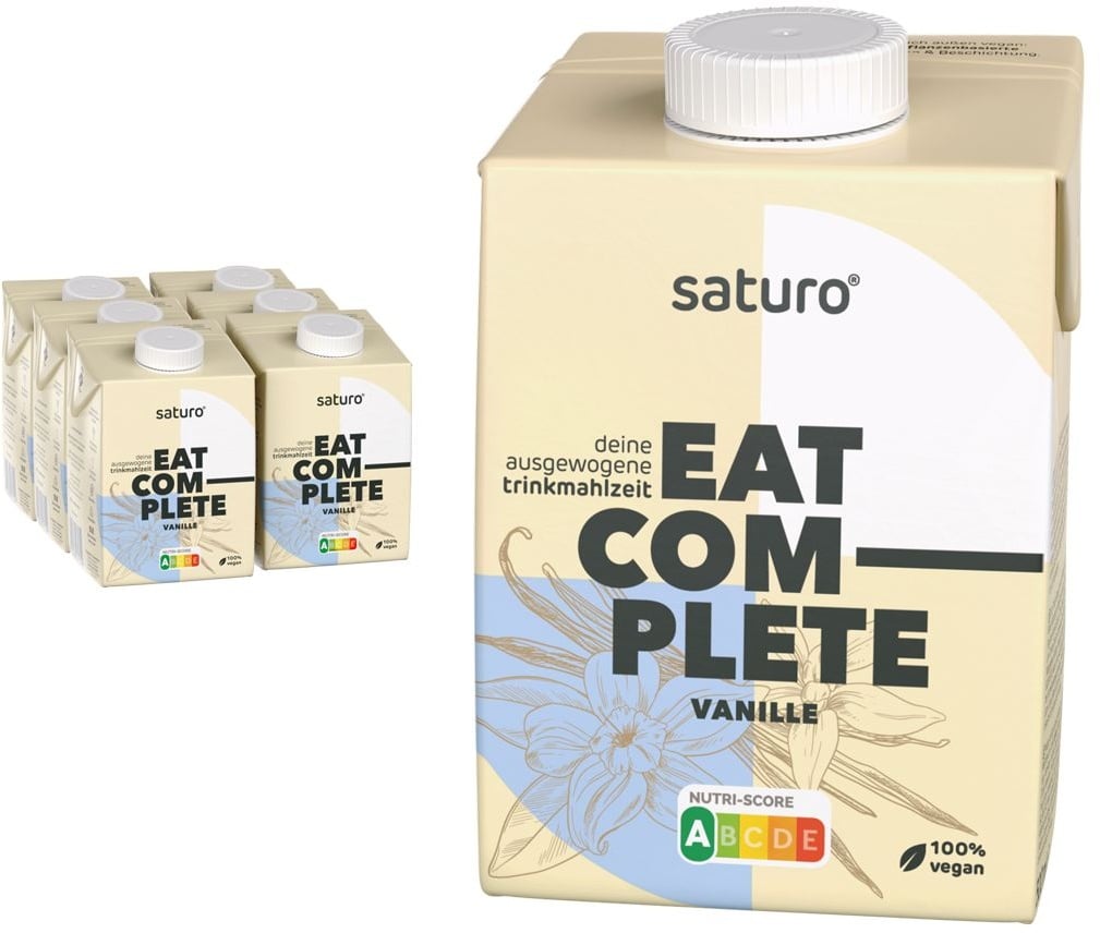 Saturo Trinknahrung Vegan Vanille | Astronautennahrung Mit Protein Trinkmahlzeit Nährstoffen 6x500 ml