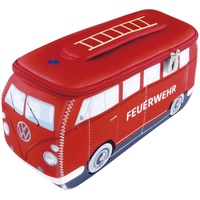 BRISA VW Collection - Volkswagen Neopren Universal-Schmink-Kosmetik-Kultur-Reise-Apotheke-Tasche-Beutel im T1 Bulli Bus Design (Feuerwehr/Rot/Groß)
