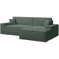 Selsey Farese New - Ecksofa mit Schlaffunktion, Chenille-Bezug in Salbeigrün, rechtsseitig - Grün