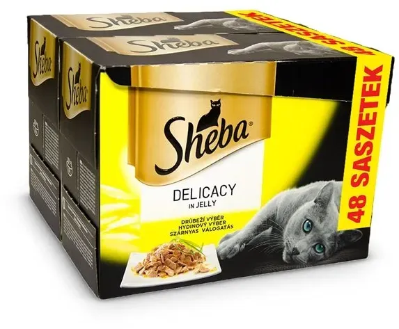 SHEBA Delikatesse in Gelee mit Huhn, Truthahn, Ente, Geflügel 48x85g