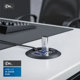 CSL Tisch USB Hub mit Kartenleser & Aux Anschluss 3x USB 3.2 Gen1/ 2x 3,5mm Klinke / microSD + SDXC