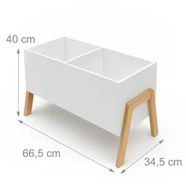 Relaxdays Kinderregal 2 offene Fächer 40 x 66,5 x 34,5 cm Kiefer massiv weiß/Natur