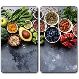 KESPER Multi-Glasschneideplatte, 2er Pack, Motiv: Healthy Kitchen