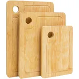 Dune Design DuneDesign 3er Set Schneidebrett - 33x22cm Antibakterielles Holzbrett mit Saftrille