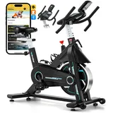 WENOKER Heimtrainer Fahrrad mit App, Leises Hometrainer Fahrrad Mit Gebogenem Griff, Bequem Ergometer Heimtrainer mit LCD-Display, Tablet-Halterung, Bis 160KG