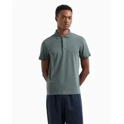 EA7 für Herren. 7M000228_AF10373 Polo aus Stretch-Baumwolle Visibility grau Visibility grau (XL), Lässig, Kurzarm