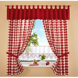 Stickereien Plauen Querbehang Durach (1 St), Schlaufen, blickdicht rot 150 cm x 40 cm