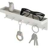 UE Stock Schlüsselbrett Schlüsselbrett Schlüsselhalter Ablage mit 6 Haken Selbstklebend Weiß, eignet sich ideal überall dort, wo Ordnung gefragt ist! weiß