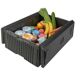 Thermo Future Box, Faltbox GN 1/1, platzsparend, Isolierbox aus einem Stück inkl. Deckel, 33 Liter, robust, nachhaltig aus EPP, Farbe schwarz
