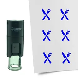 CombiCraft Selbstfärbender Stempel 'Besteck' in der Farbe Blau, Ø10mm