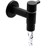 Schwarzer Edelstahl-wasserhahn, Tragbarer Pool-wasserhahn, Wandarmatur Für Kaltwasser, Retro-spültischarmatur, Schwarzer Wand-wasserhahn, Für Balkon, Badezimmer, Küche, Garten