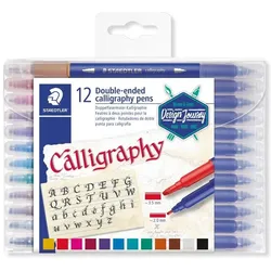 STAEDTLER Kalligraphie-Doppel-Fasermaler, 12er Etui