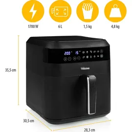 setpoint 6 Ltr. XXL Heißluftfritteuse ohne Fett & Öl, 9 Portionen Pommes, & Salzstreuer