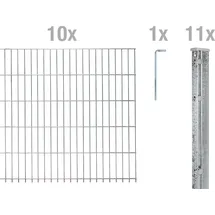 GAH Alberts Alberts Doppelstabmattenzaun 6-5-6, 25 m, Höhe 83-203 cm, Länge 10-30 m, Farbe:feuerverzinkt, Zaun-Länge:25 m, Zaun-Höhe:163 cm