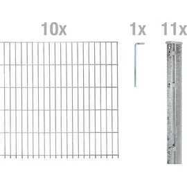 GAH Alberts Alberts Doppelstabmattenzaun 6-5-6, 25 m, Höhe 83-203 cm, Länge 10-30 m, Farbe:feuerverzinkt, Zaun-Länge:25 m, Zaun-Höhe:163 cm