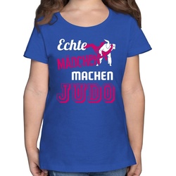 Shirtracer T-Shirt Echte Mädchen machen Judo Kinder Sport Kleidung blau 164 (14/15 Jahre)