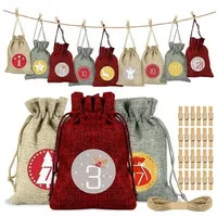 LuxusKollektion befüllbarer Adventskalender Adventskalender Stoffbeutel Set 24 Weihnachtskalender Säckchen bunt
