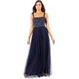 Maya Deluxe Damen Maya Deluxe Damen Abendkleid Maxi für Hochzeit Breiten Trägern Paillettenverziertung Abschlussball Bridesmaid Dress, Navy, 42 EU - 42