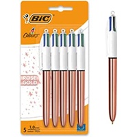 BIC 4 Farben Kugelschreiber Set 4 Colours Rose Gold, 5er Pack, Strichstärke 0,4 mm, Ideal für das Büro, das Home Office oder die Schule, 1 Stück (1er Pack)