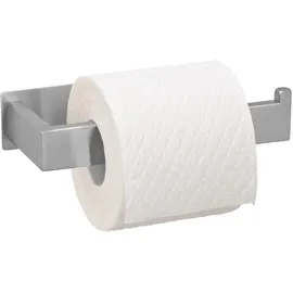 Wenko Turbo-Loc Toilettenpapierhalter Genova Matt, Wandhalter für Toilettenpapier-Rolle, Befestigen ohne Bohren mit Klebepad-System, Rostfreier Edelstahl, 15,3 x 4,4 x 7,6 cm, Silber
