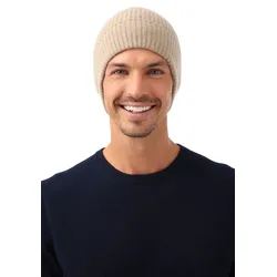 Strickmütze ZWILLINGSHERZ, Damen, beige (hellbeige), Feinstrick, Kaschmir, casual, Mützen, mit Umschlag