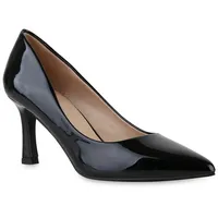 VAN HILL Damen Spitze Pumps in Schwarz Lack