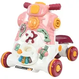 Costway Lauflernhilfe mit Spielbrett, und verstellbarer Geschwindigkeit, Baby Walker mit Musik, Gehfrei für 6-36 Monaten Baby