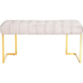 Kayoom Sitzbank KAYOOM "Rarity 225, Edler Touch durch goldenes Gestell", grau (taupe), B:100cm H:48cm T:47cm, Bezug: 100% Polyester (Samt) Gestell: Edelstahl, Sitzbänke, Sitzbank, eckig, samtweich, gesteppt, mit Zierknöpfen, Edelstahlgestell