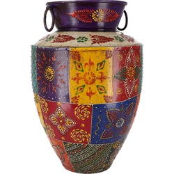 Guru-Shop Dekovase Vintage Metall Vase, Krug Rajasthan, handbemalt.. bunt Ø 25 cm x 25 cm x 37 cm x 25 cm