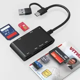 Speicherkarten Lesegerät SIM-Kartenleser - 7-in-2 Multi-Kartenleser für SIM, SD, M2, MS, Micro-SD, MMC, Smart Karten, Memory Stick Pro Duo Adapter, M2 Lesegerät, Smartcard Leser ISO 7816 Klasse A,B,C