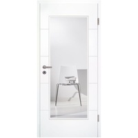 Kilsgaard Zimmertür mit Glas weiß Typ 17/14 F-W LA lackiert Zimmertür hell ähnlich RAL 9010, DIN Links, 985x2110 mm,Klarglas (ESG)