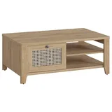 Lomadox Couchtisch mit Schubkasten CREMONA-129 in Eiche Nb. mit Wiener Geflecht Nb., B/H/T: ca. 110/43,5/68 cm