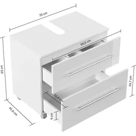 Posseik Unterbau auf Standfüßen Mondial 70 weiß Hochglanz