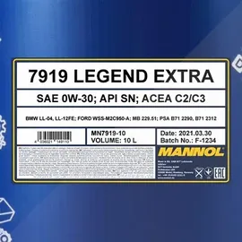 Mannol Legend Extra 0W-30 7919 10 l