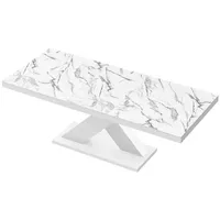 Design Esstisch Tisch HE-888 Marmoroptik Natur - Weiß Hochglanz ausziehbar 160 bis 210 cm
