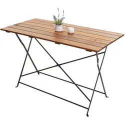 Mendler Biergartentisch HWC-J40, Klapptisch Gartentisch, Gastronomie-Qualität Akazie MVG-zertifiziert 120x60cm ~ braun