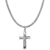 KUZZOI Herren Kreuz Oxidiert Massiv 925 Sterling Silber silberfarben