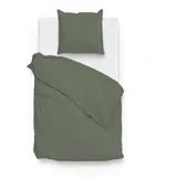 ZO HOME Bettwäsche Zo! Home Mako-Satin Bettwäsche 135x200 cm Satinado uni Army green, Mako-Satin, 2 teilig grün