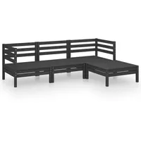 vidaXL 4-tlg Garten-Lounge-Set Massivholz Kiefer Schwarz