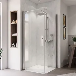 Breuer Europa Design Seitenwand (Anschlag rechts) für Drehtür alu chromeffekt Klarglas 900 mm