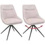 Mendler 2er-Set Esszimmerstuhl HWC-M65, Küchenstuhl Lehnstuhl Stuhl, drehbar Auto-Position Metall Stoff/Textil ~ creme-beige