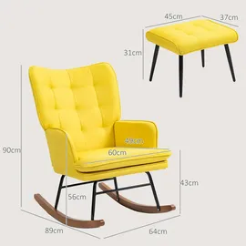 Homcom Schaukelstuhl mit Hocker Polyester 64 x 90 x 89 cm Gelb