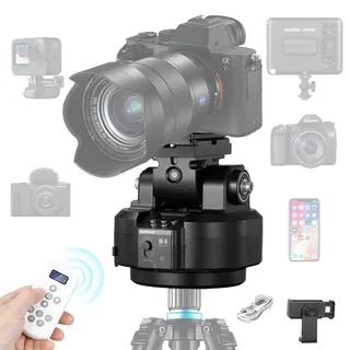 Soonpho M6 Motorisierter 360 Grad Erehbarer Elektrischer Remote Panorama-Stativkopf mit Telefonklemme und Fernbedienung AI Face Tracking Gestenerkennung AB Zwei Punkt Typ für DSLR,Stativ,Mobiltelefon