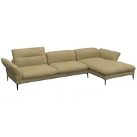 FLEXLUX Ecksofa Salino, Funktionssofa mit Recamiere, Relaxsofa, Ecksofa, Sofa mit Arm- und Kopfteil-Verstellungen, Kaltschaum & Stahl-Wellen gelb