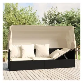 vidaXL Outdoor-Loungebett mit Dach und Kissen schwarz
