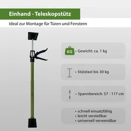 Baumarktplus 3x Türspanner Zargenspanner 57 - 117 cm Klicksystem Teleskopstütze Einhandstütze