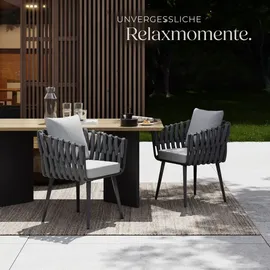 Tectake Lugano Gartenstuhl 61 x 60 x 73 cm schwarz 2 St.