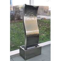Köhko Zimmerbrunnen KÖHKO® Wasserwand ca. 97 CM in Wellenform aus Edelstahl Wasserspiel LED-Beleuchtung