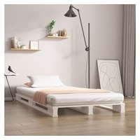 furnicato Bett Palettenbett Weiß 90x190 cm Massivholz Kiefer weiß