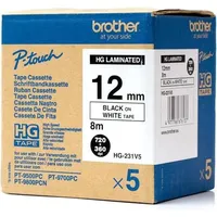 Brother HG-231 12mm weiß auf schwarz